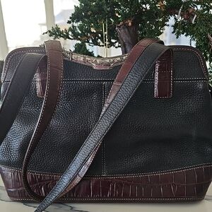 Brighton Black and Brown Leather Satchel